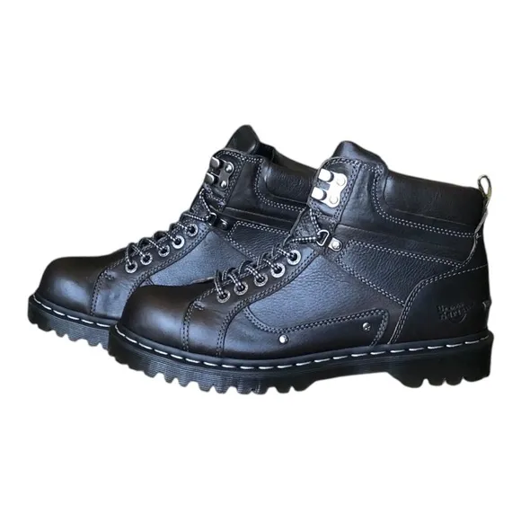 Dr. Martens NIB Diego Harvest Collar Boots Black Leather Sz 11 Hiking Inspired