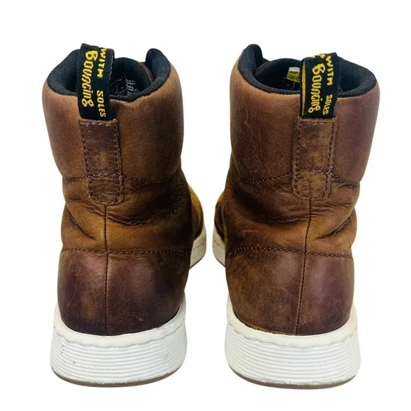 Dr. Martens Rigal Leather Boots Casual Lace Up Brown Mens Size 11 AirWair White