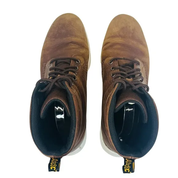Dr. Martens Rigal Leather Boots Casual Lace Up Brown Mens Size 11 AirWair White