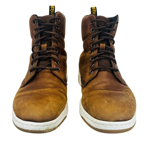 Dr. Martens Rigal Leather Boots Casual Lace Up Brown Mens Size 11 AirWair White