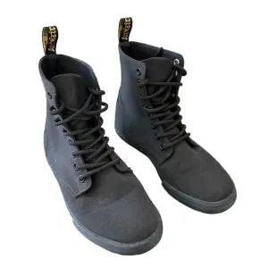 Dr Martens Sheridan Canvas Boots Size 4 Lace Up Black Casual 8 Eye EUC