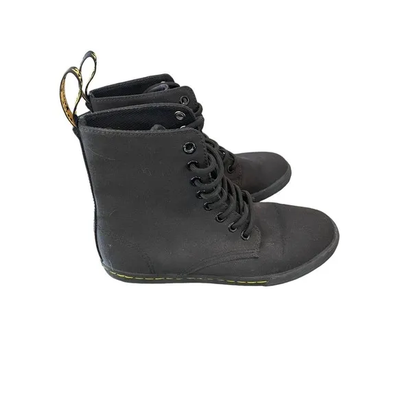 Dr Martens Sheridan Canvas Boots Size 4 Lace Up Black Casual 8 Eye EUC