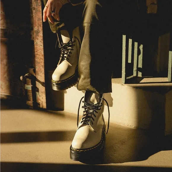 Dr. Martens White Jadon Platform Boots size 8