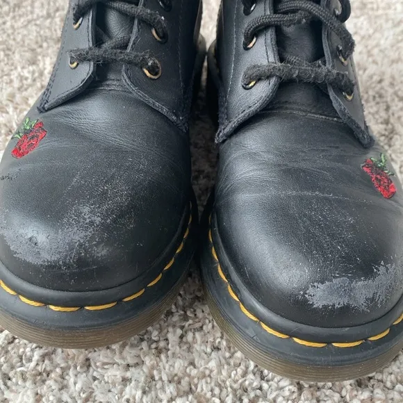 Dr. Martens Women's Black 1460 Vonda Boots Embroidered Red Rose Floral