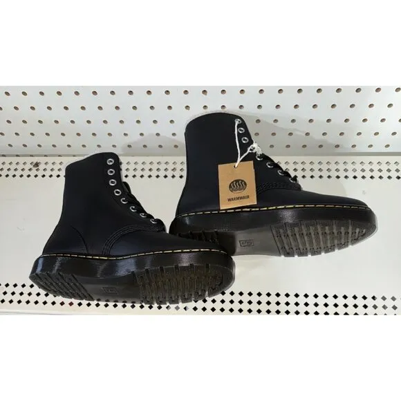 Dr. Martens Zavala Womens Leather Lace Up Faux Fur Lined Booties Size 7 Black