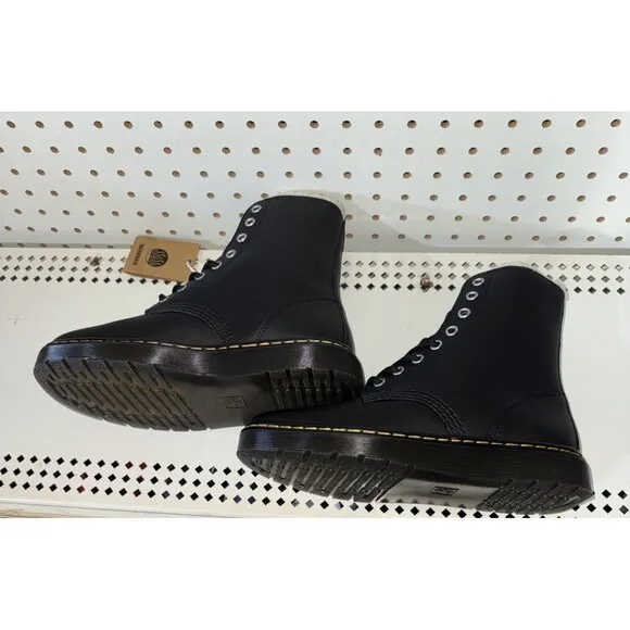 Dr. Martens Zavala Womens Leather Lace Up Faux Fur Lined Booties Size 7 Black