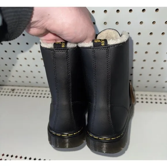 Dr. Martens Zavala Womens Leather Lace Up Faux Fur Lined Booties Size 7 Black