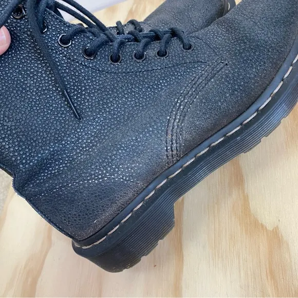 Dr. Martens Womens 1460 Pascal Coralia Spotted Boots Black Silver Metallic