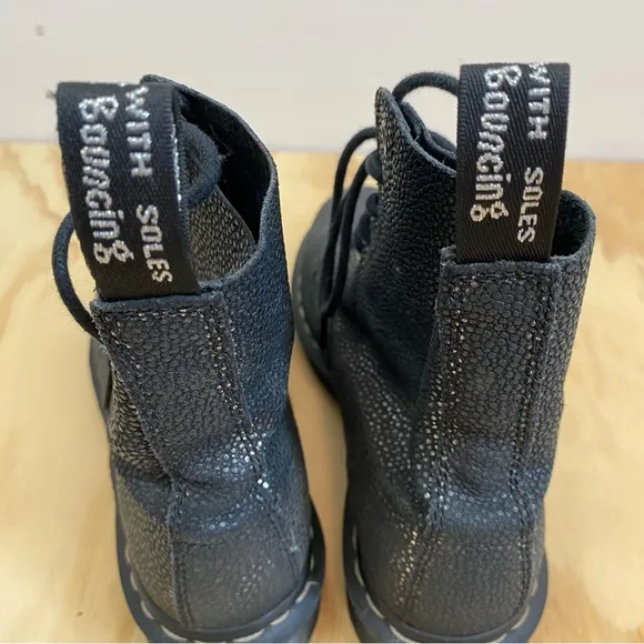 Dr. Martens Womens 1460 Pascal Coralia Spotted Boots Black Silver Metallic