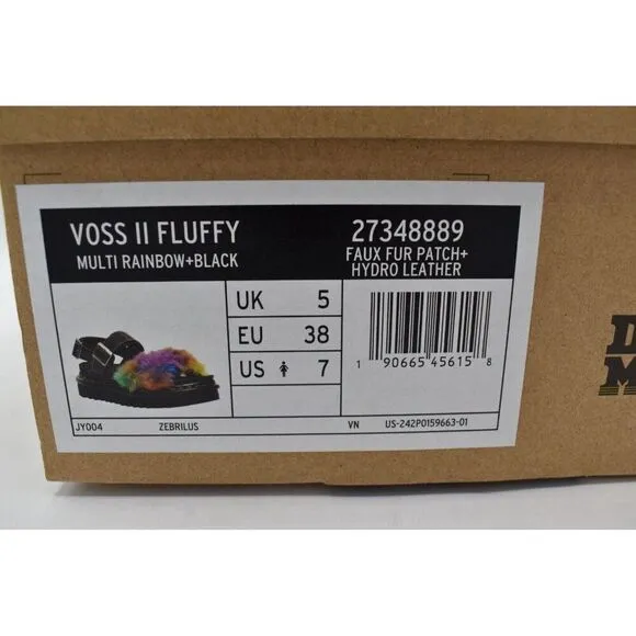 Dr Martens Womens Size 7 Voss II Pride Faux Fur Rainbow Platform Sandals Shoes