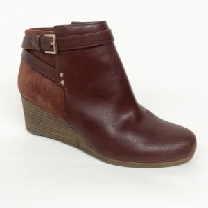 Dr. Scholls Cool Fit Memory Foam Double Vegan Leather Faux Suede Wedge Bootie