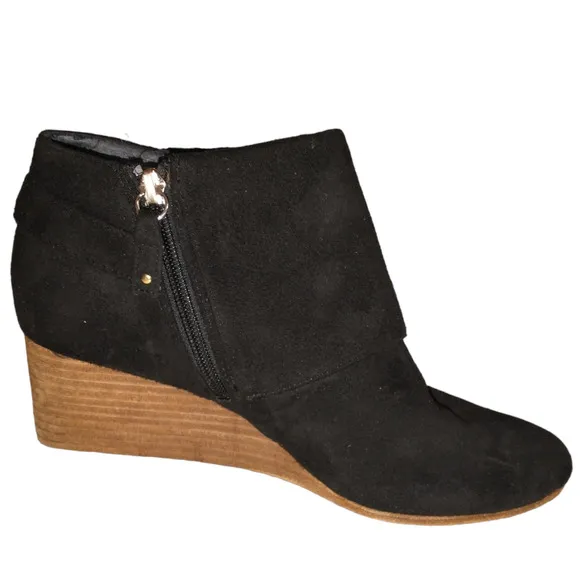 Dr. Scholl’s Women’s Ankle Booties Black US 9.5M Brown Stacked Wedge Buckles