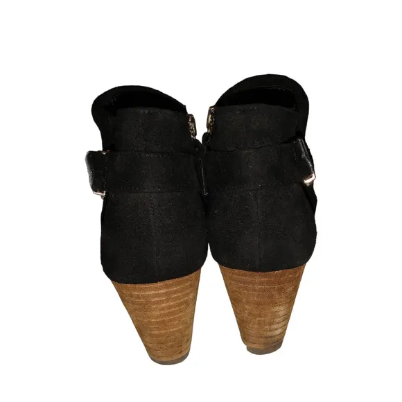 Dr. Scholl’s Women’s Ankle Booties Black US 9.5M Brown Stacked Wedge Buckles