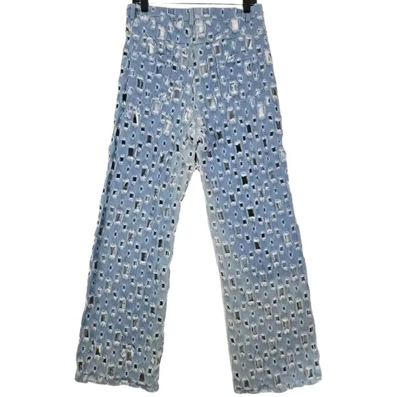 Dream Architect ~Woman Size L~ Blue Denim Destroyed Jeans Breathable.