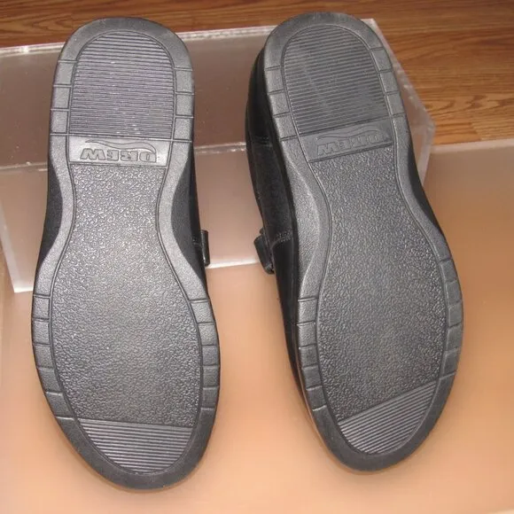 DREW Mary Jane Leather Black Comfort Shoes Size 8W