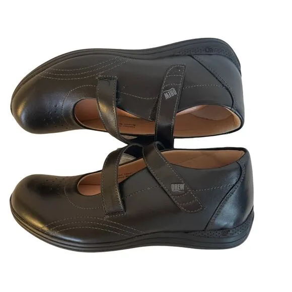 Drew Orchid Shoes Mary Jane Black Full Grain Size 9M NWT