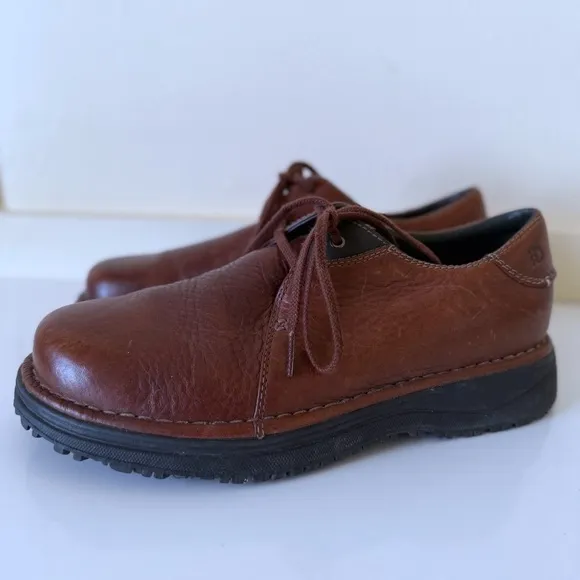 Dunham Shoes  Oxford Leather Brown Slip Resistant Mens SZ 9D