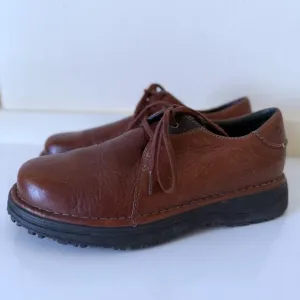 Dunham Shoes  Oxford Leather Brown Slip Resistant Mens SZ 9D