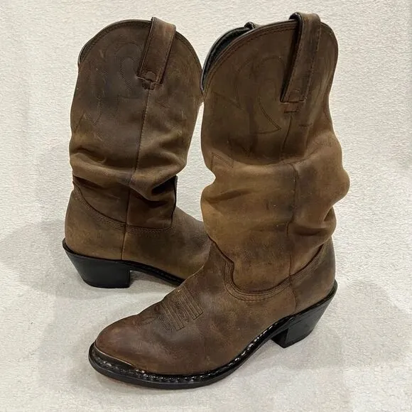 Durango Slouch Cowboy Boots in Distressed Tan 11 in. Size 6