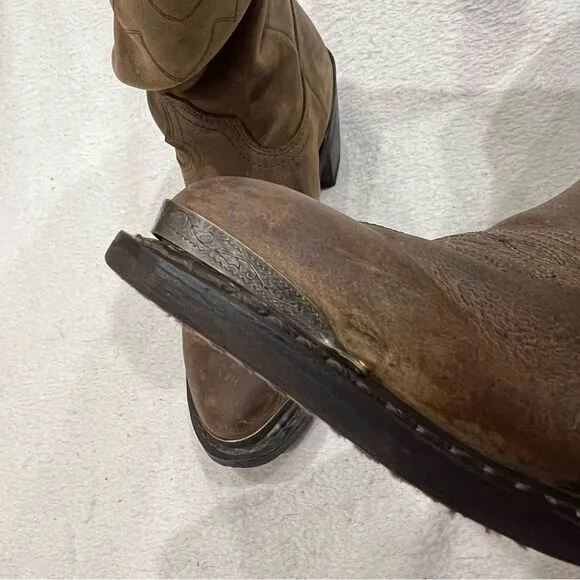 Durango Slouch Cowboy Boots in Distressed Tan 11 in. Size 6