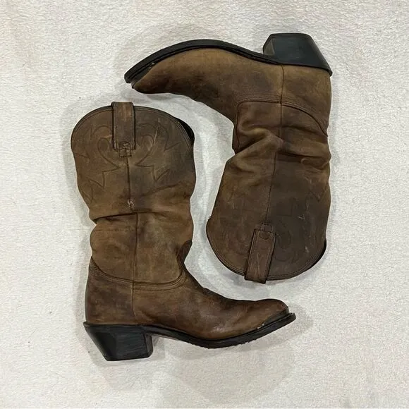 Durango Slouch Cowboy Boots in Distressed Tan 11 in. Size 6