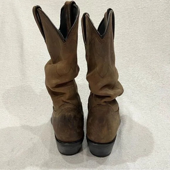 Durango Slouch Cowboy Boots in Distressed Tan 11 in. Size 6