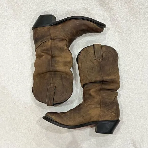 Durango Slouch Cowboy Boots in Distressed Tan 11 in. Size 6