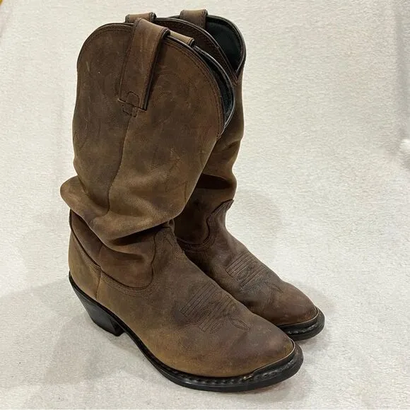 Durango Slouch Cowboy Boots in Distressed Tan 11 in. Size 6