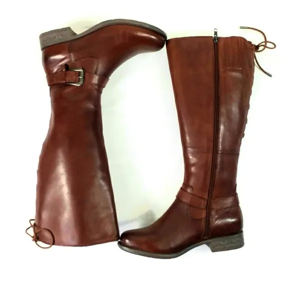 Earth Raleigh Bridle Brown Waterproof Full Grain Leather Knee Boots Womens 6.5