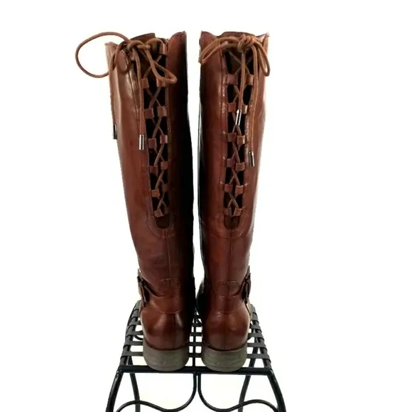 Earth Raleigh Bridle Brown Waterproof Full Grain Leather Knee Boots Womens 6.5