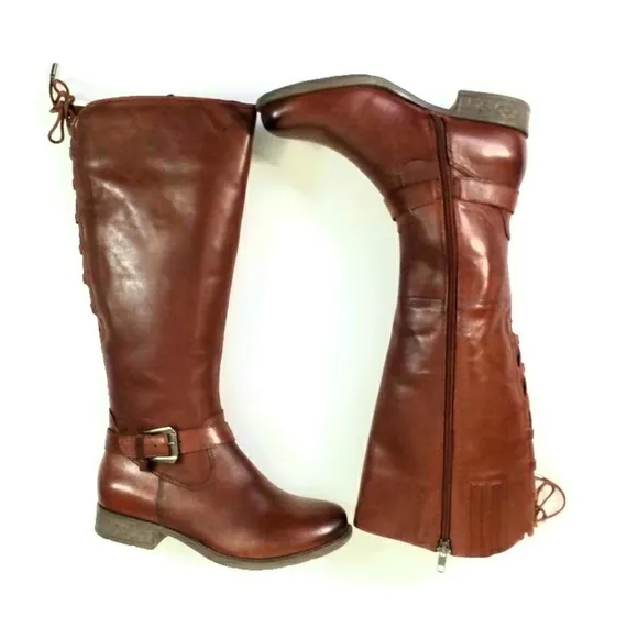Earth Raleigh Bridle Brown Waterproof Full Grain Leather Knee Boots Womens 6.5