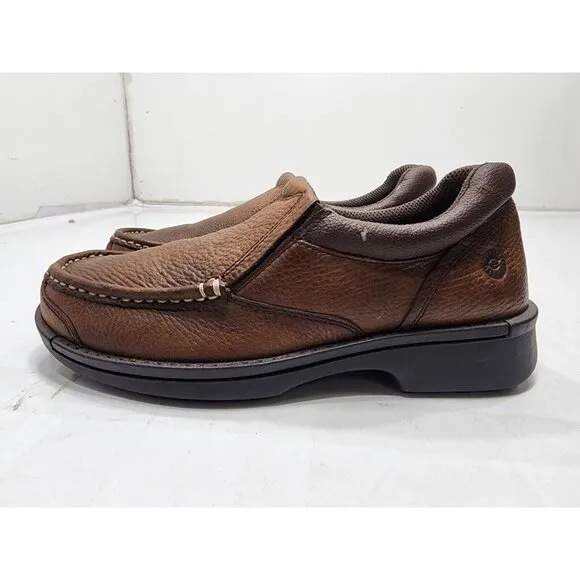 EARTH SPIRIT Devon Mens Brown Leather Slip On Casual Comfort Shoes Size 7
