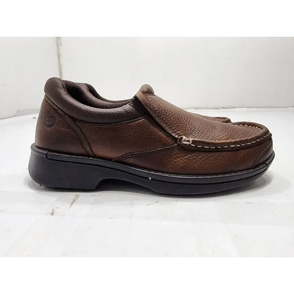 EARTH SPIRIT Devon Mens Brown Leather Slip On Casual Comfort Shoes Size 7