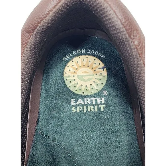 EARTH SPIRIT Devon Mens Brown Leather Slip On Casual Comfort Shoes Size 7