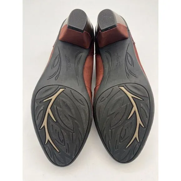 Earth Women's Amber Boot Size 7B Come Heel Bootie Brown Leather Funky Bootie