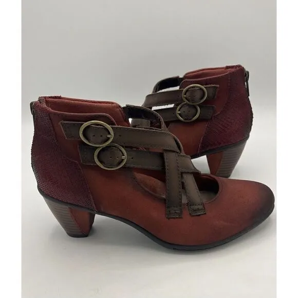 Earth Women's Amber Boot Size 7B Come Heel Bootie Brown Leather Funky Bootie
