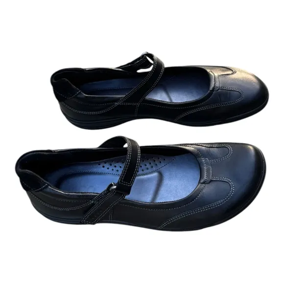 ECCO Black Leather Comfort Mary Jane Shoes Size 38 | Orthopedic Walking 7.5