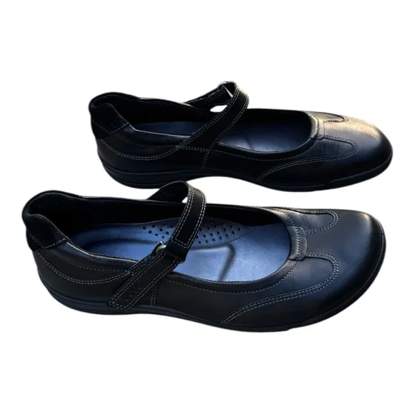 ECCO Black Leather Comfort Mary Jane Shoes Size 38 | Orthopedic Walking 7.5