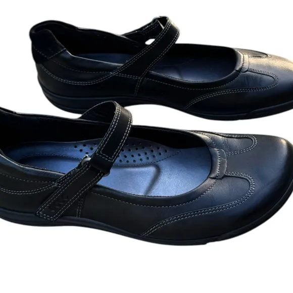 ECCO Black Leather Comfort Mary Jane Shoes Size 38 | Orthopedic Walking 7.5