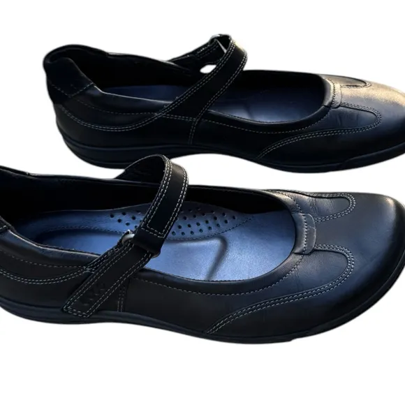ECCO Black Leather Comfort Mary Jane Shoes Size 38 | Orthopedic Walking 7.5