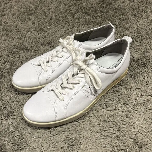 Ecco Collin 2.0 Shoes Mens 12 EU 46 Sneaker Casual White Leather Low Top Walking