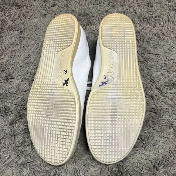 Ecco Collin 2.0 Shoes Mens 12 EU 46 Sneaker Casual White Leather Low Top Walking