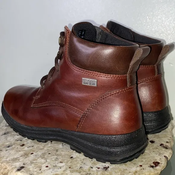 Ecco Gore-Tex Brown Leather Lace Up Mid Hiking Boots Size 40 (US 9-9.5)