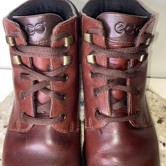 Ecco Gore-Tex Brown Leather Lace Up Mid Hiking Boots Size 40 (US 9-9.5)