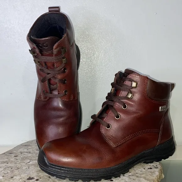 Ecco Gore-Tex Brown Leather Lace Up Mid Hiking Boots Size 40 (US 9-9.5)