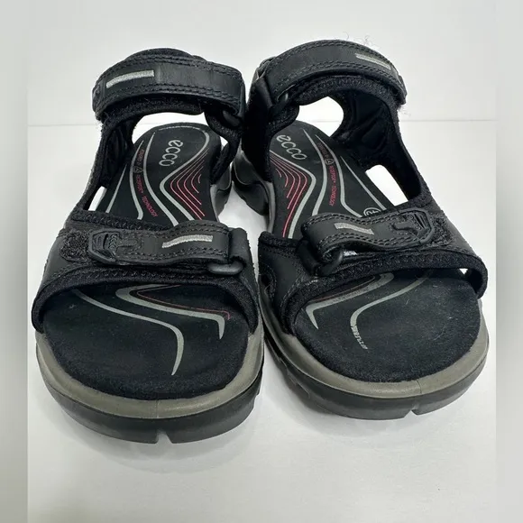 Ecco Men’s Comfort Shoes Black Yucatan Double Side Bar Sport Velcro Sandal