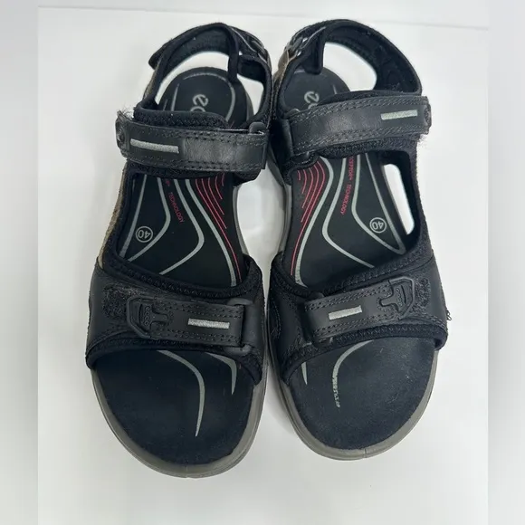 Ecco Men’s Comfort Shoes Black Yucatan Double Side Bar Sport Velcro Sandal