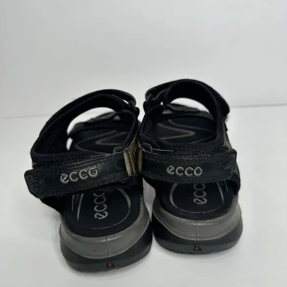 Ecco Men’s Comfort Shoes Black Yucatan Double Side Bar Sport Velcro Sandal