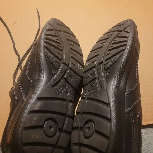 ECCO Men's sz 46/12 Dark brown lace up slip on shoe very comfortable slip proof