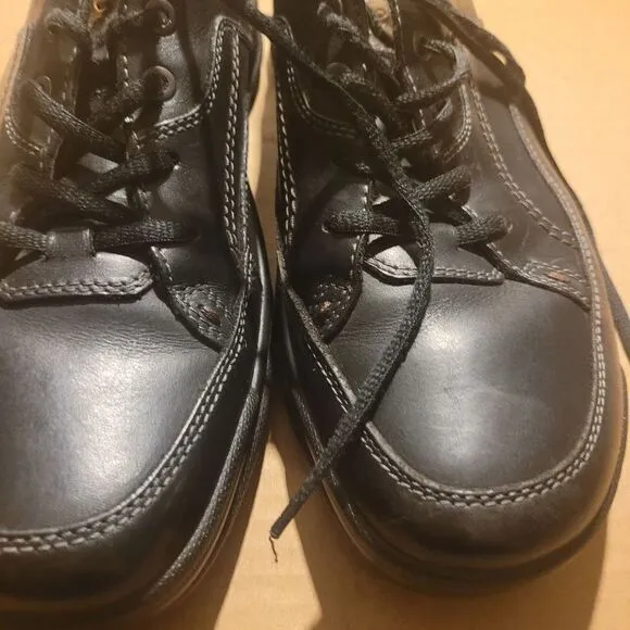 ECCO Men's sz 46/12 Dark brown lace up slip on shoe very comfortable slip proof